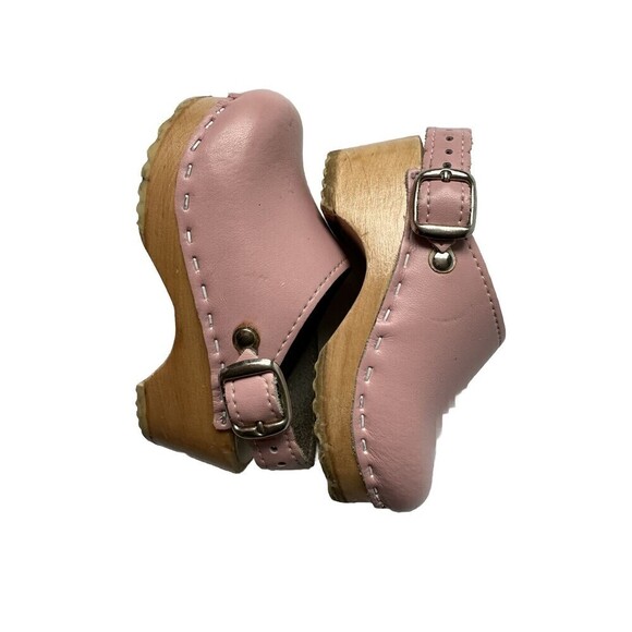 Girls Wood Leather Clogs SVEN Size 22 Toddler 6 Sweden Pink GUC - Picture 6 of 6